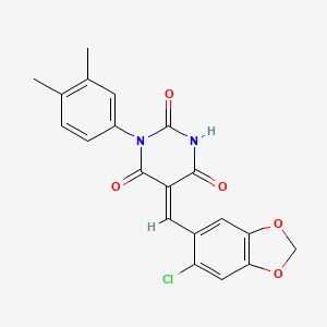 molecular formula C20H15ClN2O5 B14922513 (5E)-5-[(6-chloro-1,3-benzodioxol-5-yl)methylidene]-1-(3,4-dimethylphenyl)pyrimidine-2,4,6(1H,3H,5H)-trione 