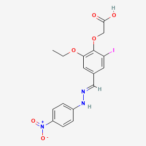 molecular formula C17H16IN3O6 B14922516 (2-ethoxy-6-iodo-4-{(E)-[2-(4-nitrophenyl)hydrazinylidene]methyl}phenoxy)acetic acid 