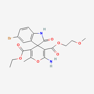 5'-Ethyl 3'-(2-methoxyethyl) 2'-amino-5-bromo-6'-methyl-2-oxo-1,2-dihydrospiro[indole-3,4'-pyran]-3',5'-dicarboxylate