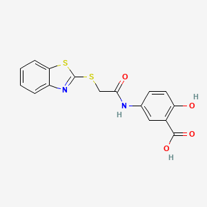 molecular formula C16H12N2O4S2 B14922616 5-{[(1,3-Benzothiazol-2-ylsulfanyl)acetyl]amino}-2-hydroxybenzoic acid 