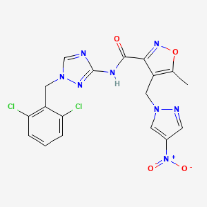 N-[1-(2,6-dichlorobenzyl)-1H-1,2,4-triazol-3-yl]-5-methyl-4-[(4-nitro-1H-pyrazol-1-yl)methyl]-1,2-oxazole-3-carboxamide