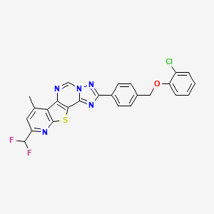 4-[4-[(2-chlorophenoxy)methyl]phenyl]-13-(difluoromethyl)-11-methyl-16-thia-3,5,6,8,14-pentazatetracyclo[7.7.0.02,6.010,15]hexadeca-1(9),2,4,7,10(15),11,13-heptaene