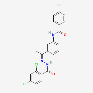 4-chloro-N-{3-[(1Z)-1-{2-[(2,4-dichlorophenyl)carbonyl]hydrazinylidene}ethyl]phenyl}benzamide