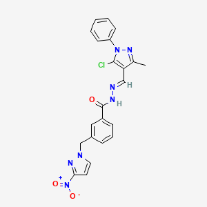 N'-[(E)-(5-chloro-3-methyl-1-phenyl-1H-pyrazol-4-yl)methylidene]-3-[(3-nitro-1H-pyrazol-1-yl)methyl]benzohydrazide