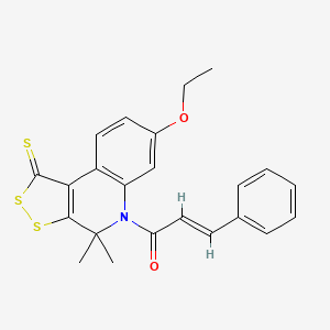 (2E)-1-(7-ethoxy-4,4-dimethyl-1-thioxo-1,4-dihydro-5H-[1,2]dithiolo[3,4-c]quinolin-5-yl)-3-phenylprop-2-en-1-one