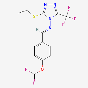 molecular formula C13H11F5N4OS B14922746 N-{(E)-[4-(difluoromethoxy)phenyl]methylidene}-3-(ethylsulfanyl)-5-(trifluoromethyl)-4H-1,2,4-triazol-4-amine 