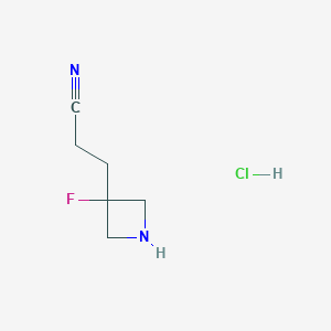 molecular formula C6H10ClFN2 B1492279 3-(3-氟代氮杂环丁-3-基)丙腈盐酸盐 CAS No. 2097978-94-2