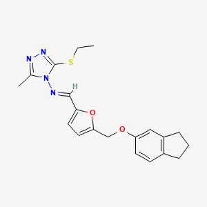 N-[(E)-{5-[(2,3-dihydro-1H-inden-5-yloxy)methyl]furan-2-yl}methylidene]-3-(ethylsulfanyl)-5-methyl-4H-1,2,4-triazol-4-amine