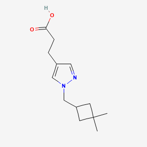 molecular formula C13H20N2O2 B1492282 3-{1-[(3,3-二甲基环丁基)甲基]-1H-吡唑-4-基}丙酸 CAS No. 2098026-95-8