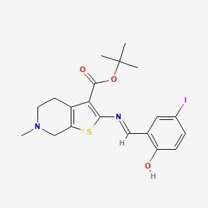 tert-butyl 2-{[(E)-(2-hydroxy-5-iodophenyl)methylidene]amino}-6-methyl-4,5,6,7-tetrahydrothieno[2,3-c]pyridine-3-carboxylate