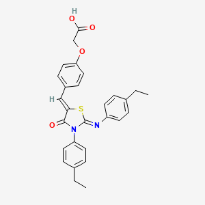 molecular formula C28H26N2O4S B14922831 {4-[(Z)-{(2Z)-3-(4-ethylphenyl)-2-[(4-ethylphenyl)imino]-4-oxo-1,3-thiazolidin-5-ylidene}methyl]phenoxy}acetic acid 