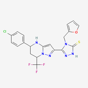 molecular formula C20H16ClF3N6OS B14922903 5-[5-(4-chlorophenyl)-7-(trifluoromethyl)-4,5,6,7-tetrahydropyrazolo[1,5-a]pyrimidin-2-yl]-4-(furan-2-ylmethyl)-4H-1,2,4-triazole-3-thiol 