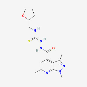 molecular formula C16H22N6O2S B14922923 N-(tetrahydrofuran-2-ylmethyl)-2-[(1,3,6-trimethyl-1H-pyrazolo[3,4-b]pyridin-4-yl)carbonyl]hydrazinecarbothioamide 