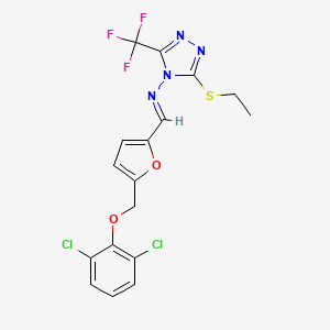 molecular formula C17H13Cl2F3N4O2S B14922930 N-[(E)-{5-[(2,6-dichlorophenoxy)methyl]furan-2-yl}methylidene]-3-(ethylsulfanyl)-5-(trifluoromethyl)-4H-1,2,4-triazol-4-amine 