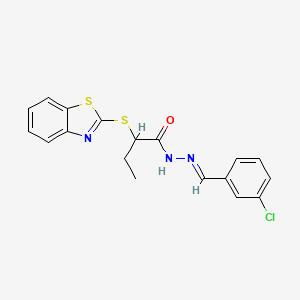 2-(1,3-benzothiazol-2-ylsulfanyl)-N'-[(E)-(3-chlorophenyl)methylidene]butanehydrazide