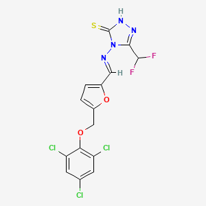 5-(difluoromethyl)-4-{[(E)-{5-[(2,4,6-trichlorophenoxy)methyl]furan-2-yl}methylidene]amino}-4H-1,2,4-triazole-3-thiol