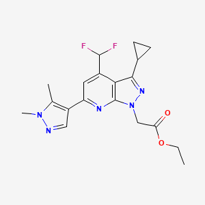 Ethyl 2-(3-cyclopropyl-4-(difluoromethyl)-6-(1,5-dimethyl-1H-pyrazol-4-yl)-1H-pyrazolo[3,4-b]pyridin-1-yl)acetate