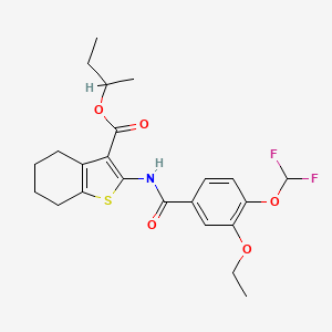 Butan-2-yl 2-({[4-(difluoromethoxy)-3-ethoxyphenyl]carbonyl}amino)-4,5,6,7-tetrahydro-1-benzothiophene-3-carboxylate