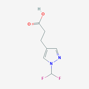 molecular formula C7H8F2N2O2 B1492299 3-[1-(二氟甲基)-1H-吡唑-4-基]丙酸 CAS No. 2098084-39-8