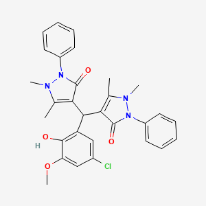 4,4'-[(5-chloro-2-hydroxy-3-methoxyphenyl)methanediyl]bis(1,5-dimethyl-2-phenyl-1,2-dihydro-3H-pyrazol-3-one)