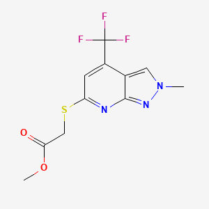 Methyl 2-((2-methyl-4-(trifluoromethyl)-2H-pyrazolo[3,4-b]pyridin-6-yl)thio)acetate