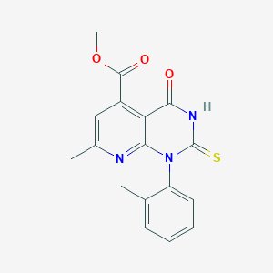 Methyl 7-methyl-1-(2-methylphenyl)-4-oxo-2-sulfanyl-1,4-dihydropyrido[2,3-d]pyrimidine-5-carboxylate