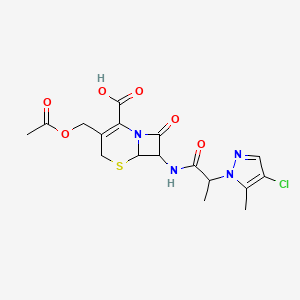 3-[(acetyloxy)methyl]-7-{[2-(4-chloro-5-methyl-1H-pyrazol-1-yl)propanoyl]amino}-8-oxo-5-thia-1-azabicyclo[4.2.0]oct-2-ene-2-carboxylic acid