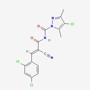 4-chloro-N-[(2E)-2-cyano-3-(2,4-dichlorophenyl)prop-2-enoyl]-3,5-dimethyl-1H-pyrazole-1-carboxamide