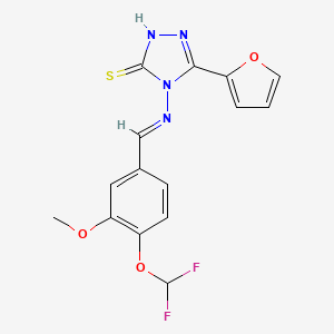 4-({(E)-[4-(difluoromethoxy)-3-methoxyphenyl]methylidene}amino)-5-(furan-2-yl)-4H-1,2,4-triazole-3-thiol