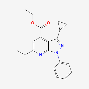 ethyl 3-cyclopropyl-6-ethyl-1-phenyl-1H-pyrazolo[3,4-b]pyridine-4-carboxylate