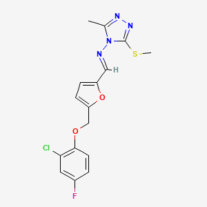 N-[(E)-{5-[(2-chloro-4-fluorophenoxy)methyl]furan-2-yl}methylidene]-3-methyl-5-(methylsulfanyl)-4H-1,2,4-triazol-4-amine