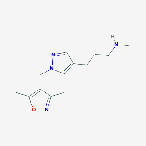 B1492321 (3-{1-[(3,5-dimethyl-1,2-oxazol-4-yl)methyl]-1H-pyrazol-4-yl}propyl)(methyl)amine CAS No. 2098010-13-8