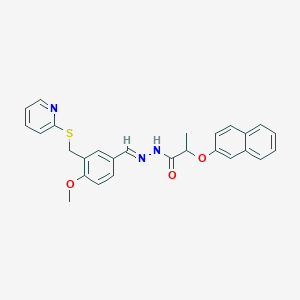 N'-[(E)-{4-methoxy-3-[(pyridin-2-ylsulfanyl)methyl]phenyl}methylidene]-2-(naphthalen-2-yloxy)propanehydrazide