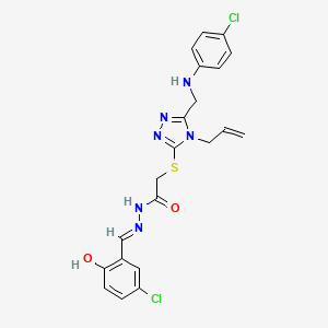 N'-[(E)-(5-chloro-2-hydroxyphenyl)methylidene]-2-{[5-{[(4-chlorophenyl)amino]methyl}-4-(prop-2-en-1-yl)-4H-1,2,4-triazol-3-yl]sulfanyl}acetohydrazide