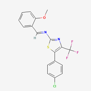 molecular formula C18H12ClF3N2OS B14923298 5-(4-chlorophenyl)-N-[(E)-(2-methoxyphenyl)methylidene]-4-(trifluoromethyl)-1,3-thiazol-2-amine 