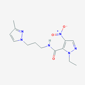 molecular formula C13H18N6O3 B14923309 1-ethyl-N-[3-(3-methyl-1H-pyrazol-1-yl)propyl]-4-nitro-1H-pyrazole-5-carboxamide 