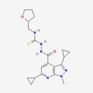 2-[(3,6-dicyclopropyl-1-methyl-1H-pyrazolo[3,4-b]pyridin-4-yl)carbonyl]-N-(tetrahydrofuran-2-ylmethyl)hydrazinecarbothioamide