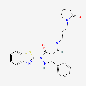 (4Z)-2-(1,3-benzothiazol-2-yl)-4-({[3-(2-oxopyrrolidin-1-yl)propyl]amino}methylidene)-5-phenyl-2,4-dihydro-3H-pyrazol-3-one