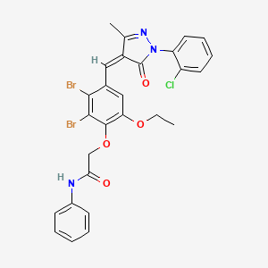 2-(2,3-dibromo-4-{(Z)-[1-(2-chlorophenyl)-3-methyl-5-oxo-1,5-dihydro-4H-pyrazol-4-ylidene]methyl}-6-ethoxyphenoxy)-N-phenylacetamide