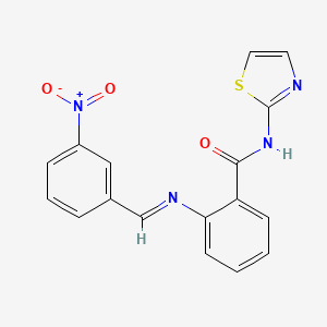 molecular formula C17H12N4O3S B14923419 2-{[(E)-(3-nitrophenyl)methylidene]amino}-N-(1,3-thiazol-2-yl)benzamide 