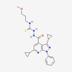 molecular formula C24H28N6O2S B14923467 2-[(3,6-dicyclopropyl-1-phenyl-1H-pyrazolo[3,4-b]pyridin-4-yl)carbonyl]-N-(3-methoxypropyl)hydrazinecarbothioamide 