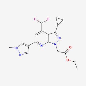 Ethyl 2-(3-cyclopropyl-4-(difluoromethyl)-6-(1-methyl-1H-pyrazol-4-yl)-1H-pyrazolo[3,4-b]pyridin-1-yl)acetate