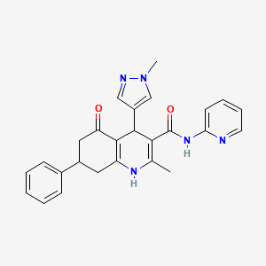 2-methyl-4-(1-methyl-1H-pyrazol-4-yl)-5-oxo-7-phenyl-N-(pyridin-2-yl)-1,4,5,6,7,8-hexahydroquinoline-3-carboxamide