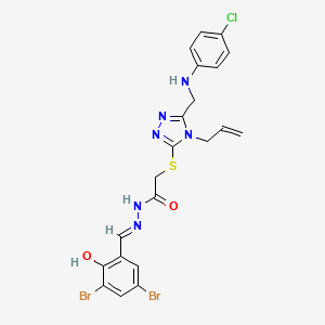 2-{[5-{[(4-chlorophenyl)amino]methyl}-4-(prop-2-en-1-yl)-4H-1,2,4-triazol-3-yl]sulfanyl}-N'-[(E)-(3,5-dibromo-2-hydroxyphenyl)methylidene]acetohydrazide