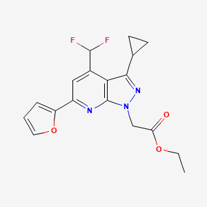 Ethyl 2-(3-cyclopropyl-4-(difluoromethyl)-6-(furan-2-yl)-1H-pyrazolo[3,4-b]pyridin-1-yl)acetate