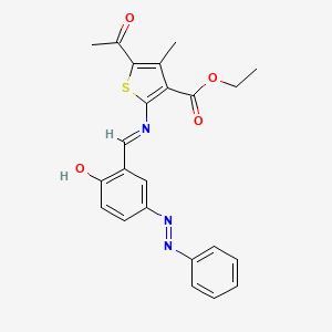 ethyl 5-acetyl-2-{[(E)-{2-hydroxy-5-[(E)-phenyldiazenyl]phenyl}methylidene]amino}-4-methylthiophene-3-carboxylate