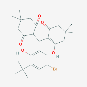 molecular formula C27H35BrO5 B14923655 2-[(5-Bromo-3-tert-butyl-2-hydroxyphenyl)(2-hydroxy-4,4-dimethyl-6-oxo-1-cyclohexen-1-yl)methyl]-5,5-dimethyl-1,3-cyclohexanedione 