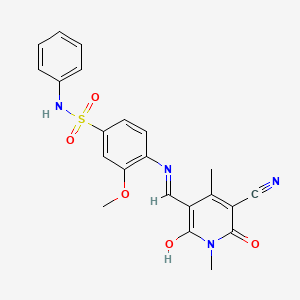 4-{[(Z)-(5-cyano-1,4-dimethyl-2,6-dioxo-1,6-dihydropyridin-3(2H)-ylidene)methyl]amino}-3-methoxy-N-phenylbenzenesulfonamide