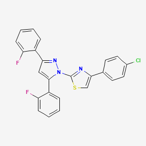 molecular formula C24H14ClF2N3S B14923673 2-[3,5-bis(2-fluorophenyl)-1H-pyrazol-1-yl]-4-(4-chlorophenyl)-1,3-thiazole 