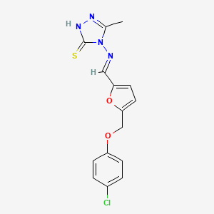 4-{[(E)-{5-[(4-chlorophenoxy)methyl]furan-2-yl}methylidene]amino}-5-methyl-4H-1,2,4-triazole-3-thiol